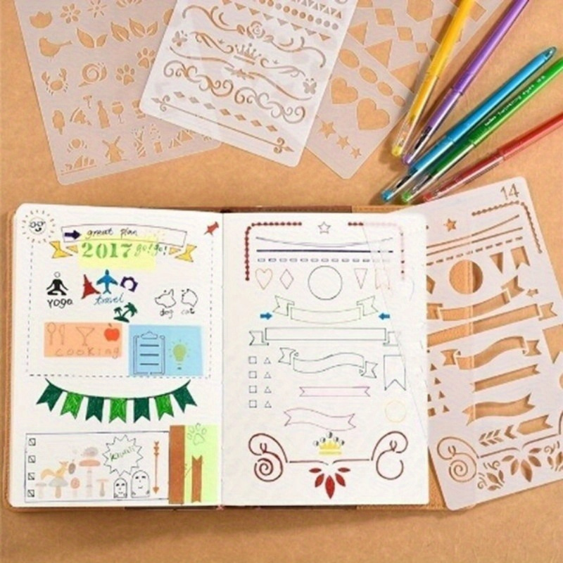 20Pcs Bullet Journal Stencils Plastic Planner Stencils Drawing