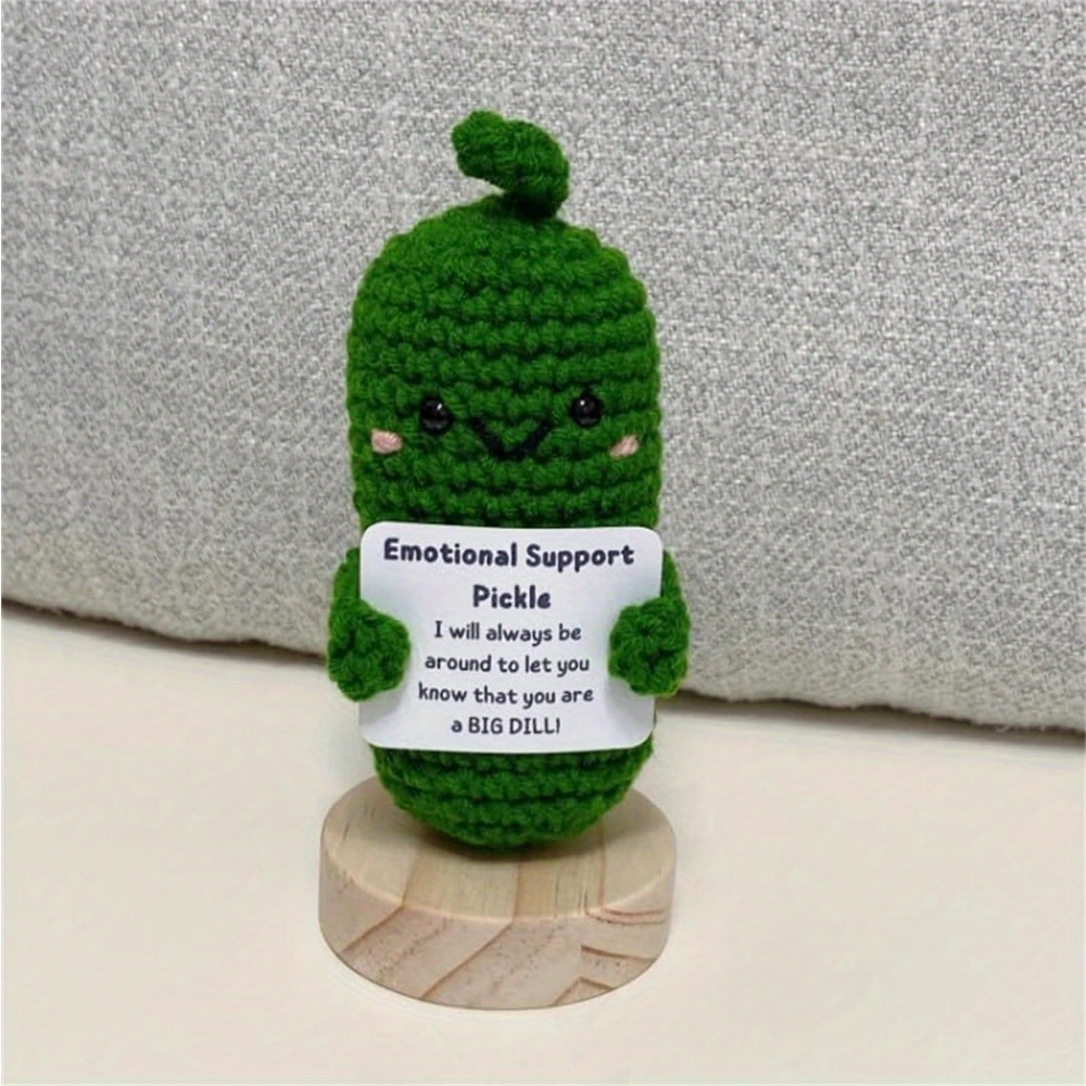 1pc Mini Positive Pickle, Funny Cute Woolen Doll With Positive Card, Funny  Knitted Pickle Doll Xmas New Year Gift, Creative Gift, Birthday Party, Chri