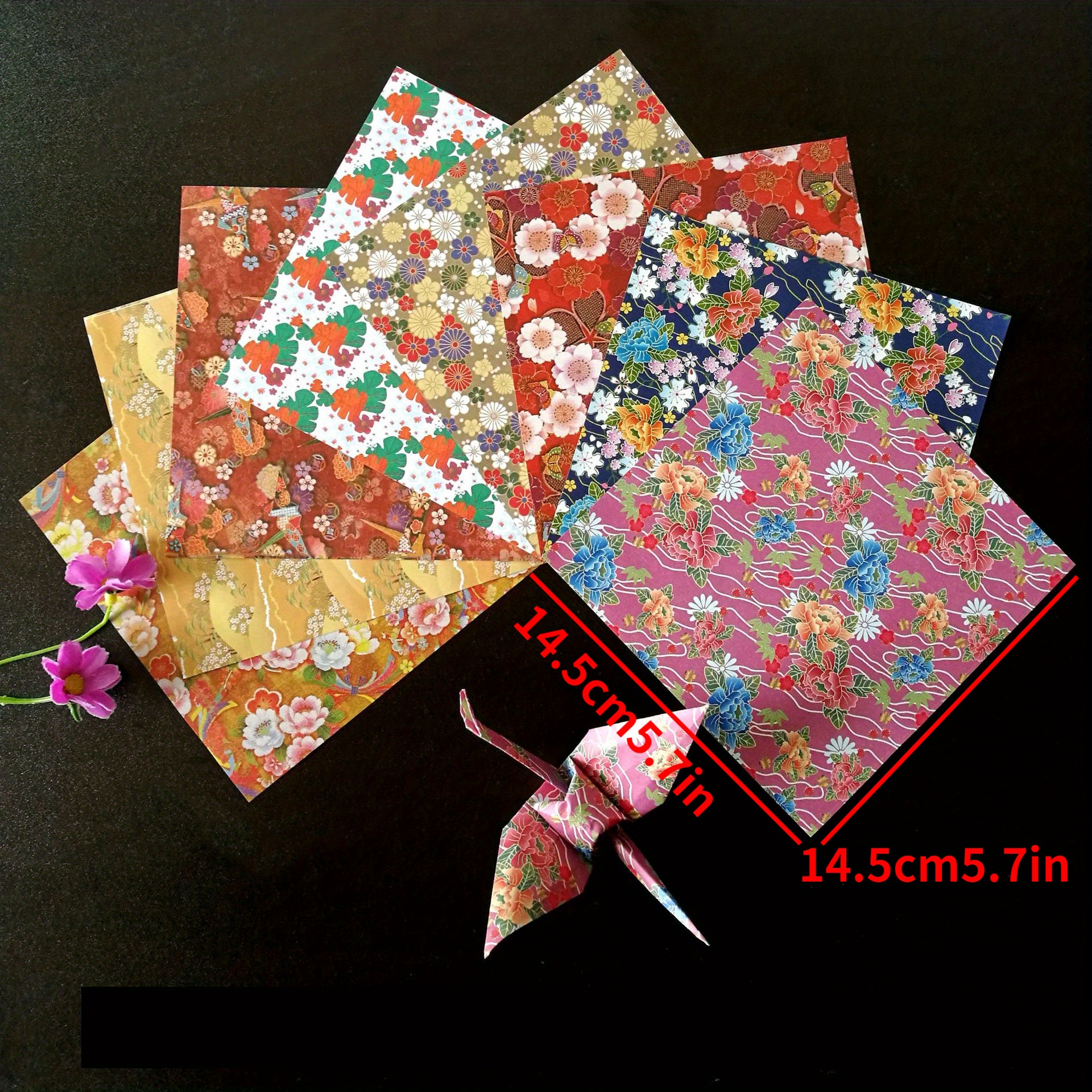 Star Origami Flower Colorful Printing Smooth Face Origami - Temu
