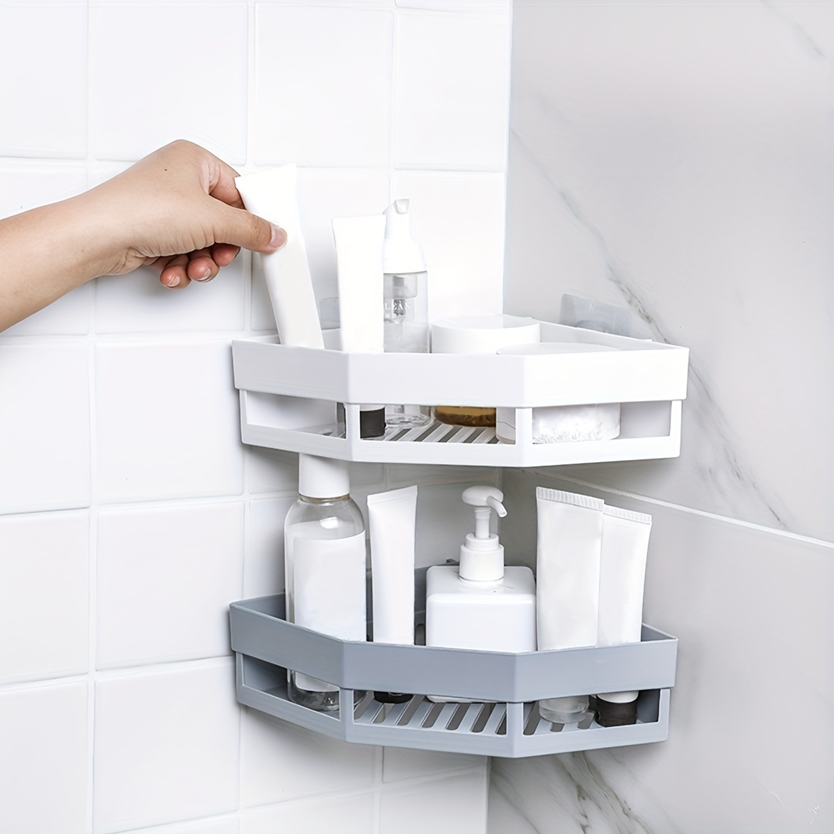 Travelwant Corner Shower Shelf with Adhesive Wall Mount, Bathroom  Transparent Floating Corner Shelf - No Drilling Soap and Shampoo Holder  Shower