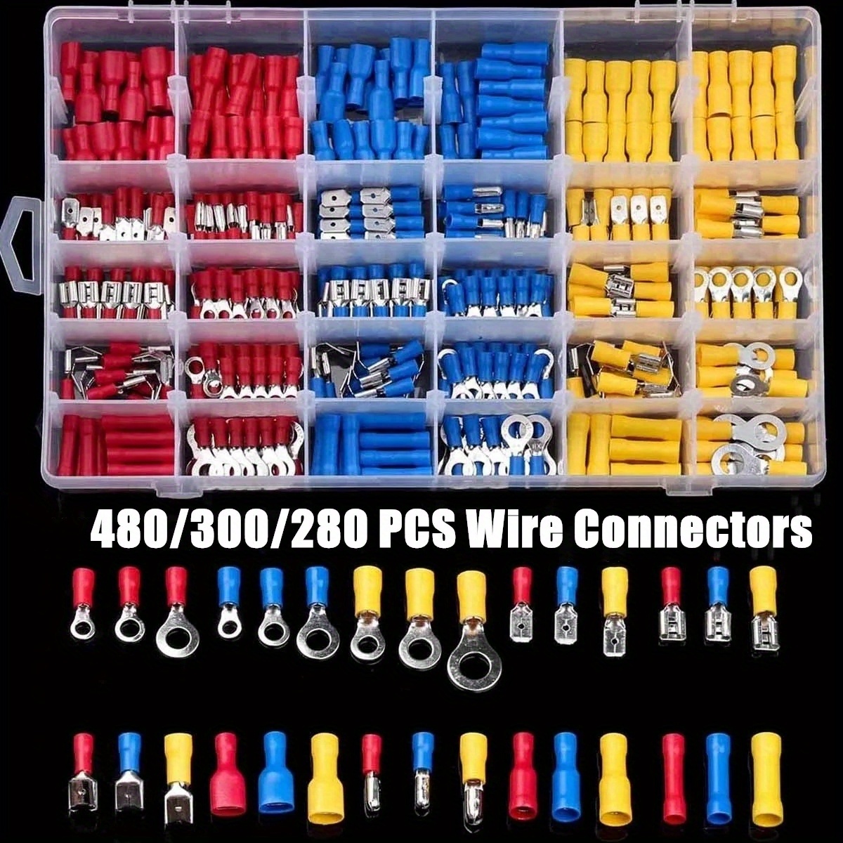 Bornes électriques 480 pièces. Connecteurs de sertissage de fiches et de  prises plates