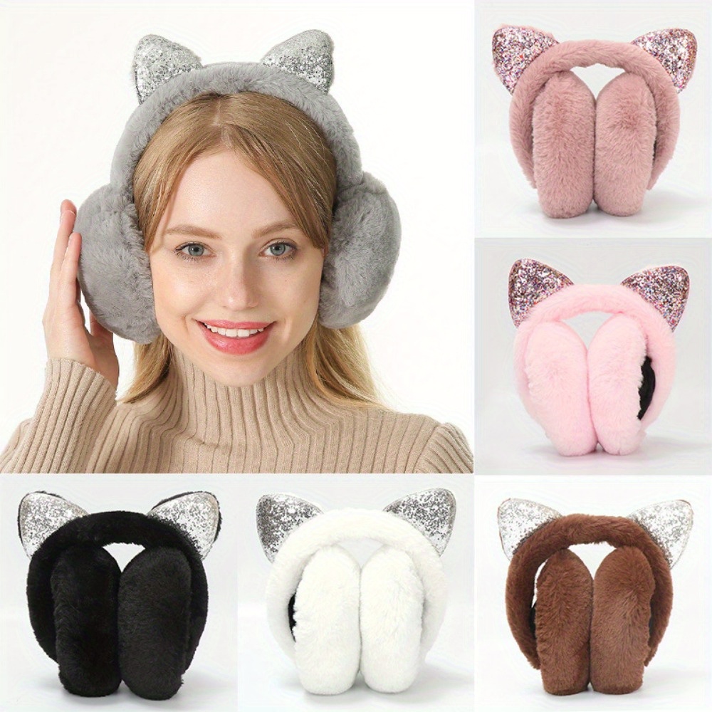Orejeras de piel de gato para mujer y niña, calentador de orejas, cubierta  de oreja, orejeras