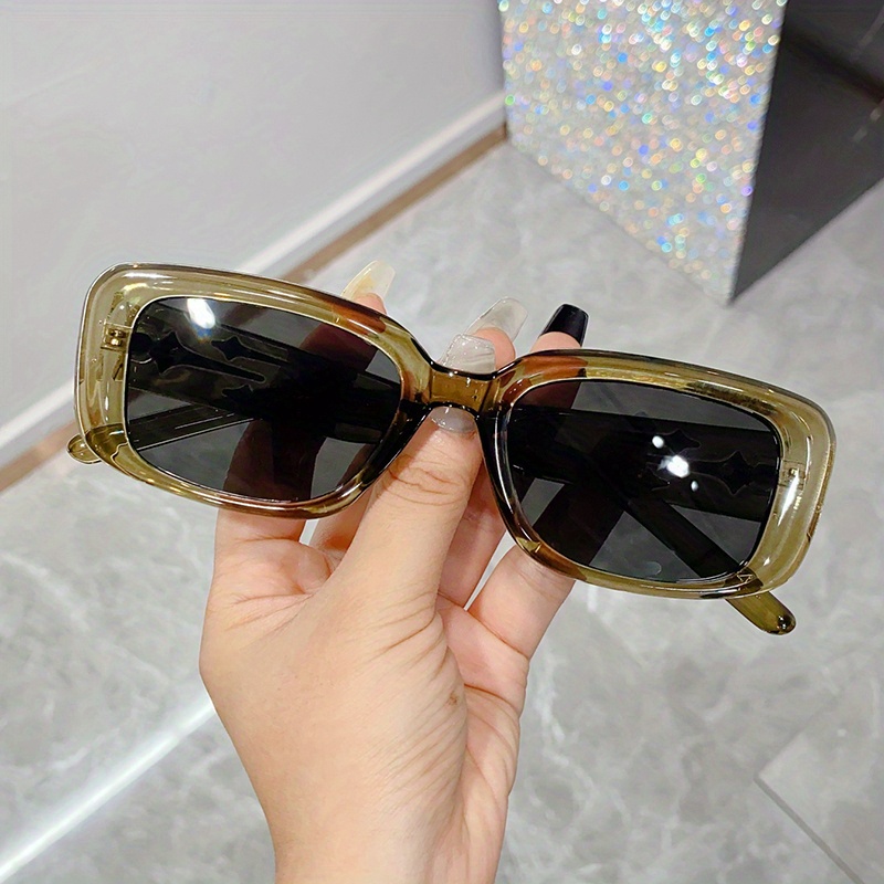 2pcs Vintage Punk Cool Metal Frame Small Rectangle Sunglasses For