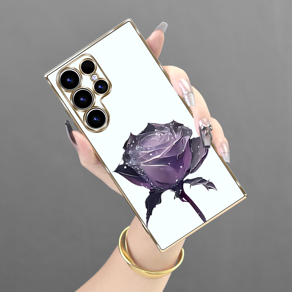 Purple Flowers Pattern Design Luxury Electroplating Phone Temu Canada