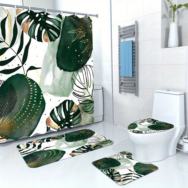 Cortinas de ducha modernas con flores geométricas, Cortina de baño de  dibujos animados, impermeable, de poliéster, con ganchos de plástico, 12  Uds.
