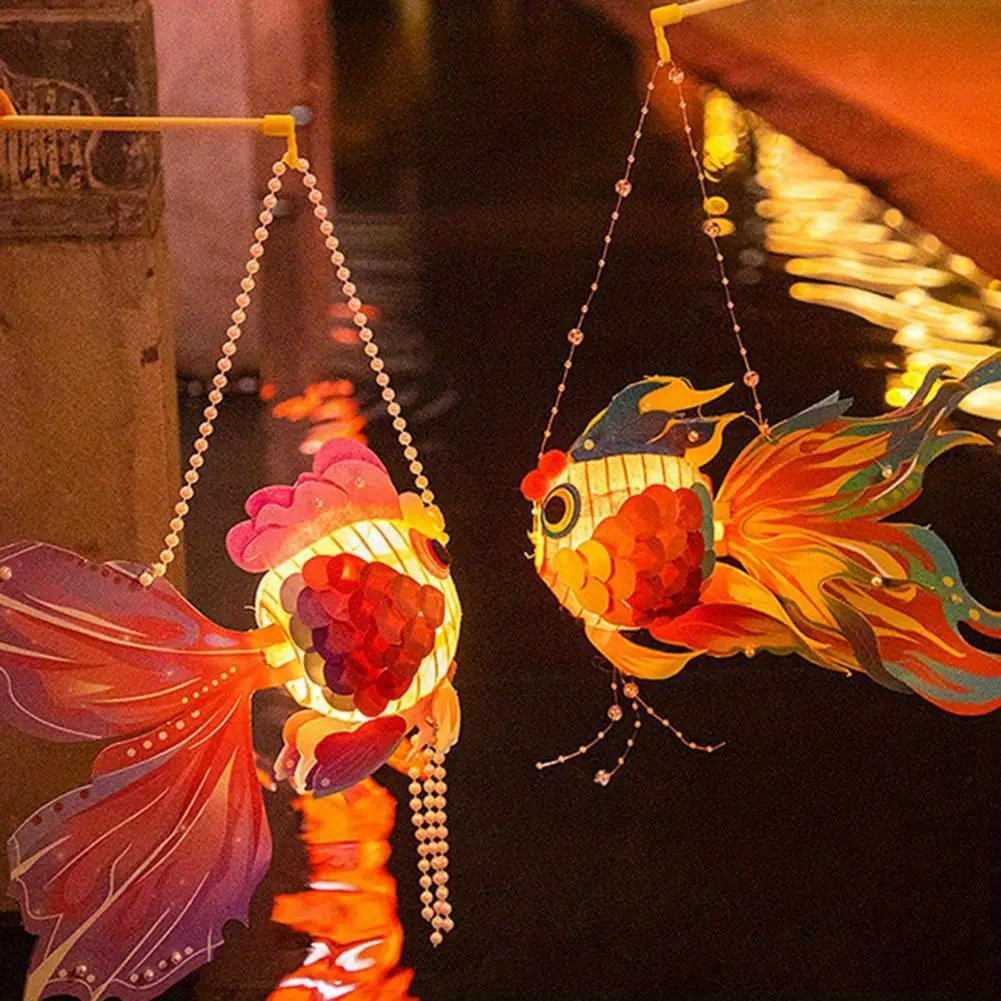 

1 Piece Diy Goldfish Lantern Set Powered By Battery (without Batteries) Lantern Material Kit, Chinese New Year Traditional Lantern Pendant, Suitable For Mid-autumn Festival And Spring Festival