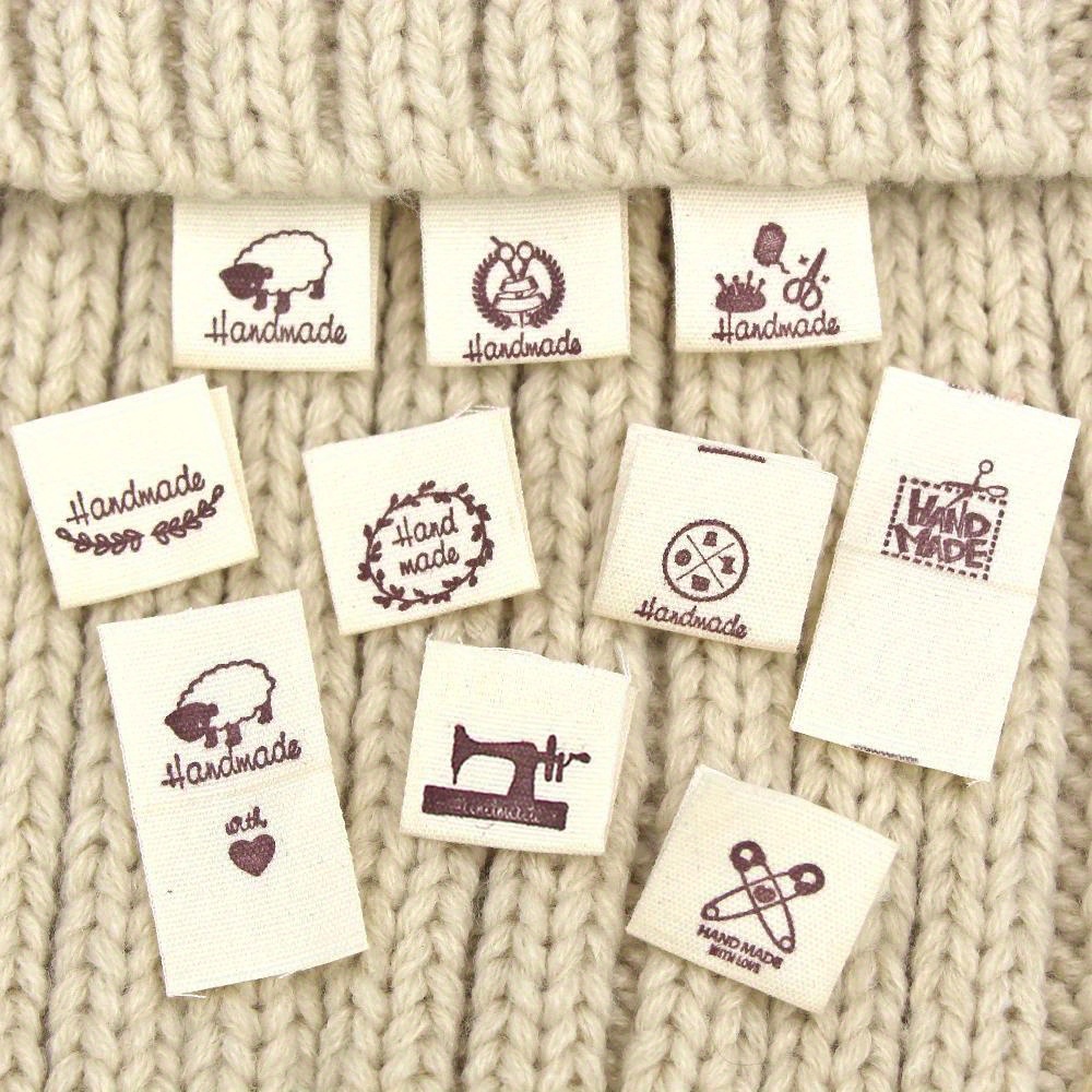 Hemobllo 100pcs Heart Clothes Tags sew in Label Knitting Labels Cloth Woven  Sewing Labels Made with Love Tags Leather Tags for Handmade Items Knitting