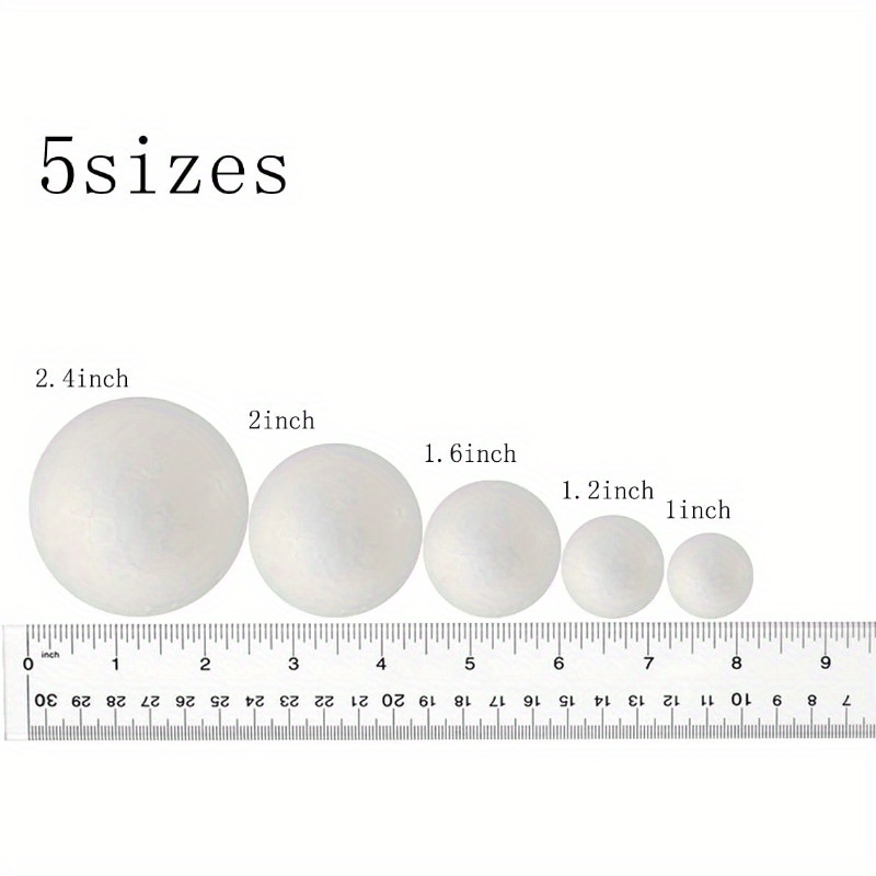 Pack Craft Foam Balls 5 Sizes ( Each Size Work White - Temu