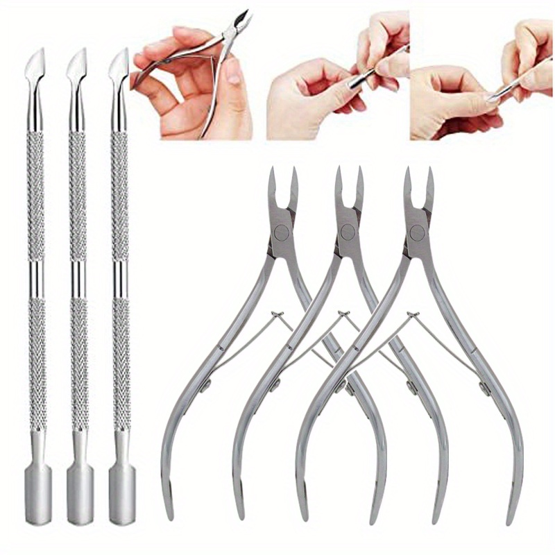 

6pcs Cuticle Nippers And Cutter Kit, Ingrown Toenail File, Nail Polish Remover, Cuticle Pusher Trimmer, Stainless Steel Manicure Tools Set