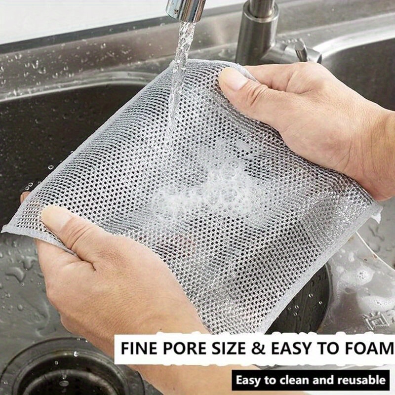 Double Stainless Steel Scrubber,Multipurpose Wire Dishwashing Rags for Wet and Dry,Stainless Steel Scrubber,Multipurpose Non-Scratch Scrubbing Wire
