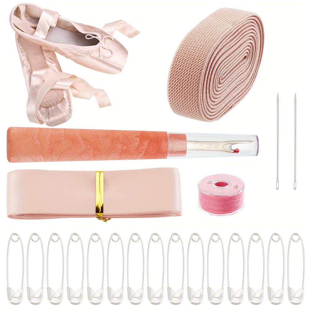 

1bag Pointe Shoe Professional And Sewing Kit Including 2m Rubber Cord And Satin Ribbon 45m Sewing Thread 2pcs Leather Sewing Stitching Needle 1pc Thread Cutter And