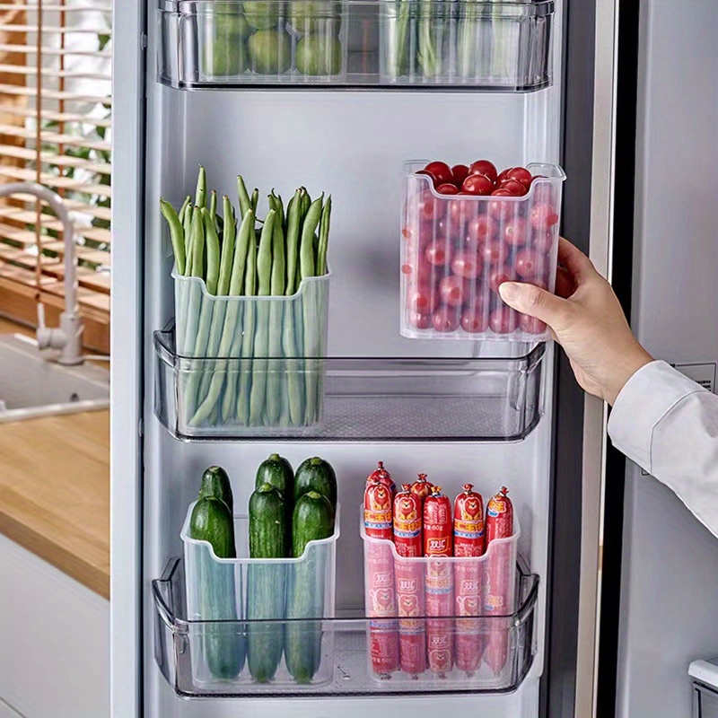 Comprar Organizadores de cajones para refrigerador de cocina, estante de  almacenamiento de partición de refrigerador retráctil, caja de soporte para  estante de refrigerador de plástico para verduras y frutas