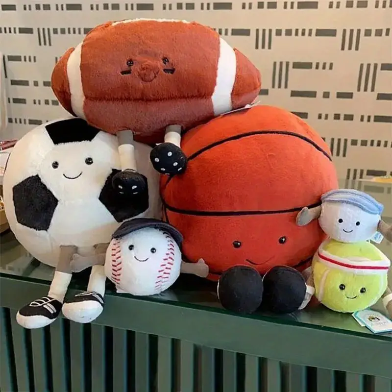 Creative Football Basketball Shape Plush Doll Soft And Cute - Temu