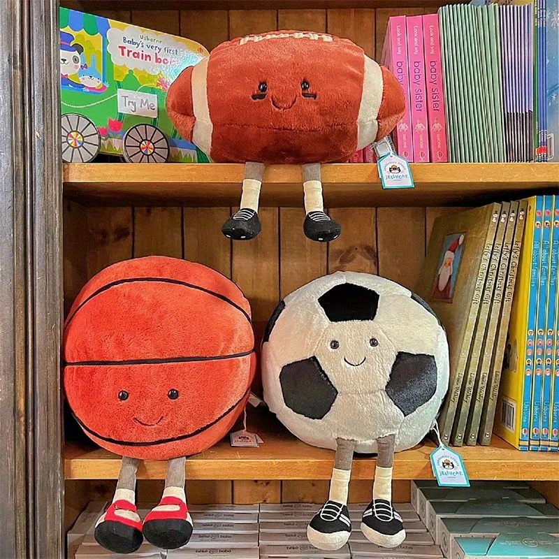 Creative Football Basketball Shape Plush Doll Soft And Cute - Temu