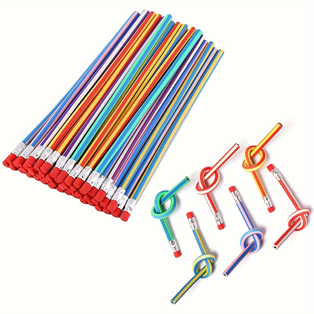 Haawooky KLJHLK535 30 Pcs Colorful Flexible Pencils Magic Bendy Soft Pencil  with Eraser Writing Gift for Kids Children School Fun Equipment