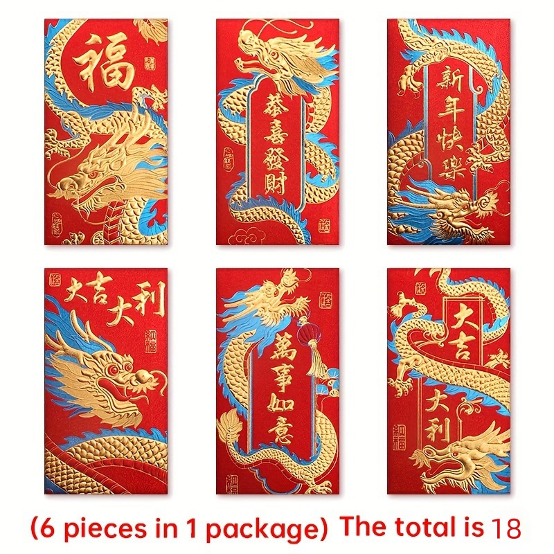 Chinese New Year Red Envelopes 2024 Lunar New Year Of Dragon - Temu