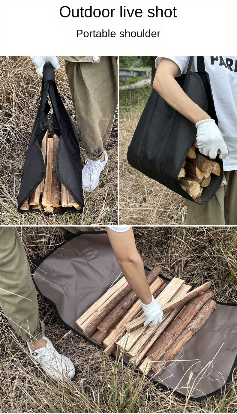 1pc Outdoor Portable Firewood Storage Bag Firewood Storage Bag Large
