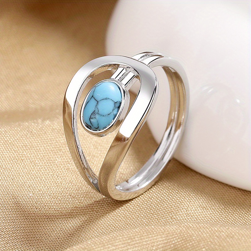 

Stylish Ring Silver Plated Inlaid Gemstone Suitable For Men And Women Match Daily Outfits Party Accessory Dupes Luxury Jewelry