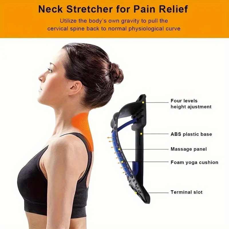 Neck Stretcher For Neck Pain Relief, Cervical Traction Device With Magnetic  Acupressure Points, Upper Back And Shoulder Relaxer Adjustable 4-Level For