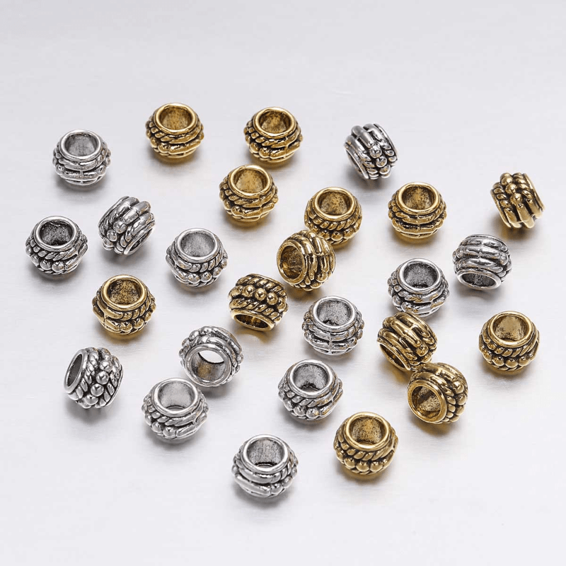 

30pcs/pack Golden Silvery Antique Loose Spacer Beads For Jewelry Making Diy Special Bracelet Necklace Handmade Craft Supplies