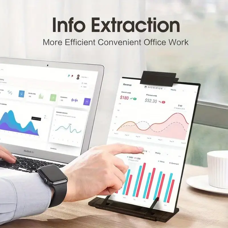 Porta Documenti Da Scrivania In Metallo - 7 Posizioni Regolabili Per Libri E Fogli - Foto 8