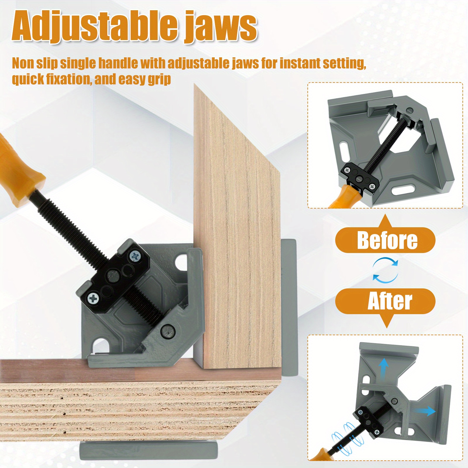 Right Angle Clamp, Housolution Single Handle 90° Aluminum Alloy Corner  Clamp, Right Angle Clip Clamp Tool Woodworking Photo Frame Vise Holder with
