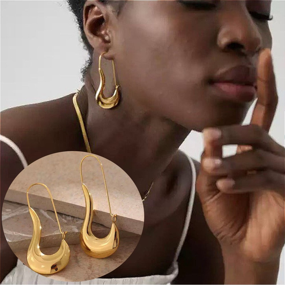 

Unique Irregular Water Drop Design Hoop Earrings Copper 14k Gold Plated Jewelry Vintage Elegant Style For Women Party Ear Decor