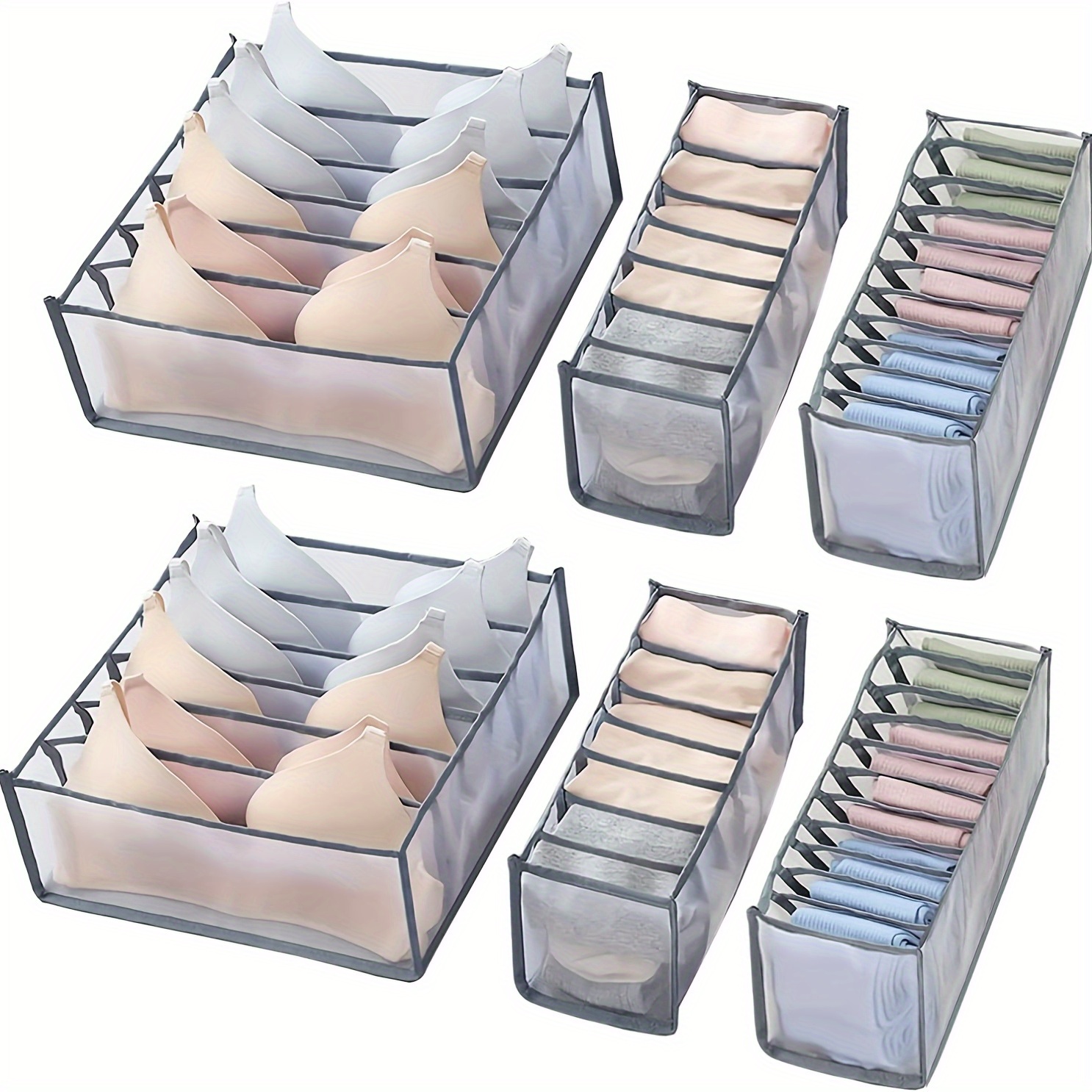 FLYNGO Foldable Drawer Organizer For Wardrobe, Clothes, Undergarment Closet  Organiser Divider Storage Box For For Socks, Bra, Tie, And Scarfs (4 Pc