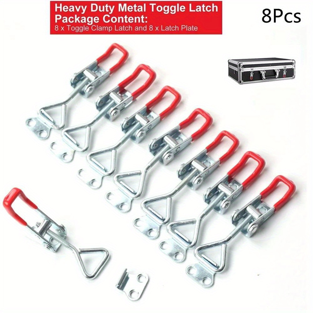 

8pcs Anti-slip Push Pull Toggle Clamps - Adjustable Toolbox Case Metal Toggle Latch Catch Clasp For Quick Release