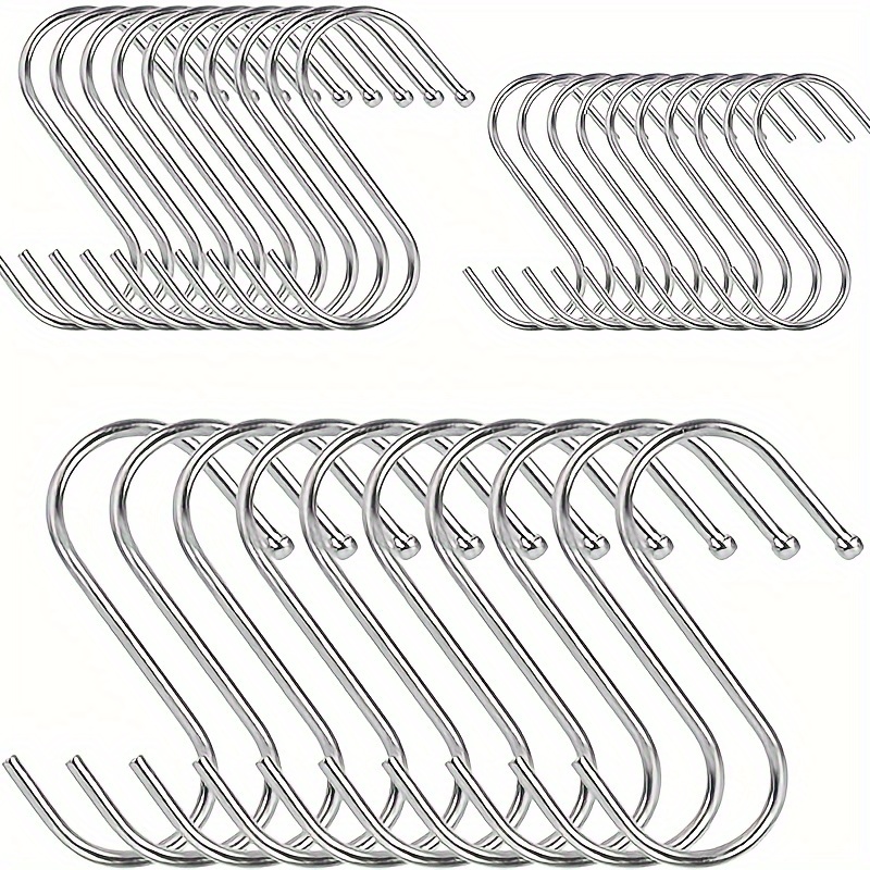 16Pcs Silver S Hooks for Hanging Stainless Steel Kitchen Hooks for