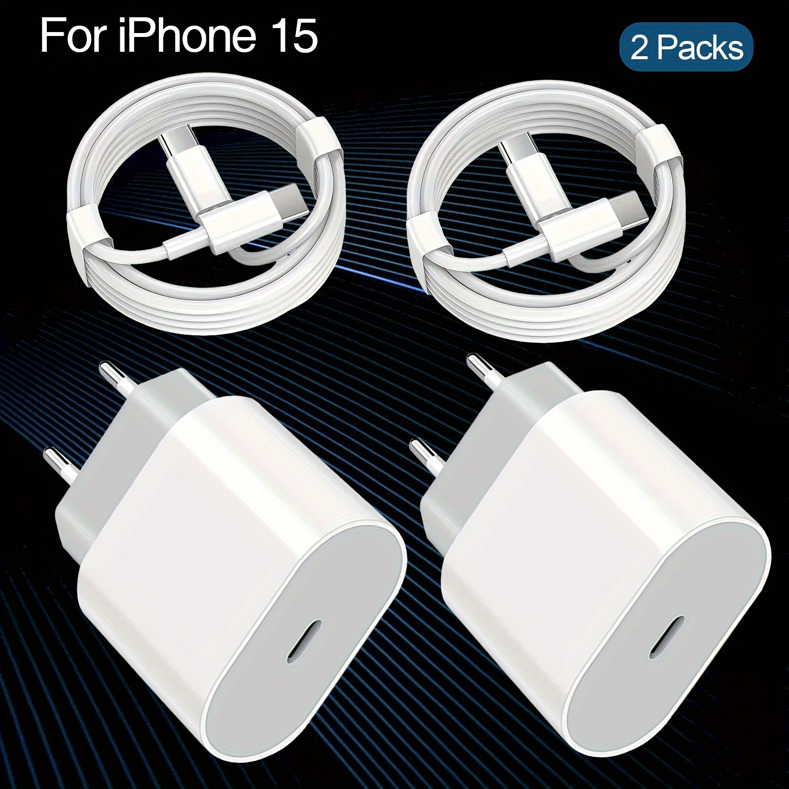 2 Sets Pour IPhone 15 Chargeur Super Charge Rapide Chargeur Pour IPad USB C  Chargeur Mural Charge Rapide 4FT Câble - Temu France