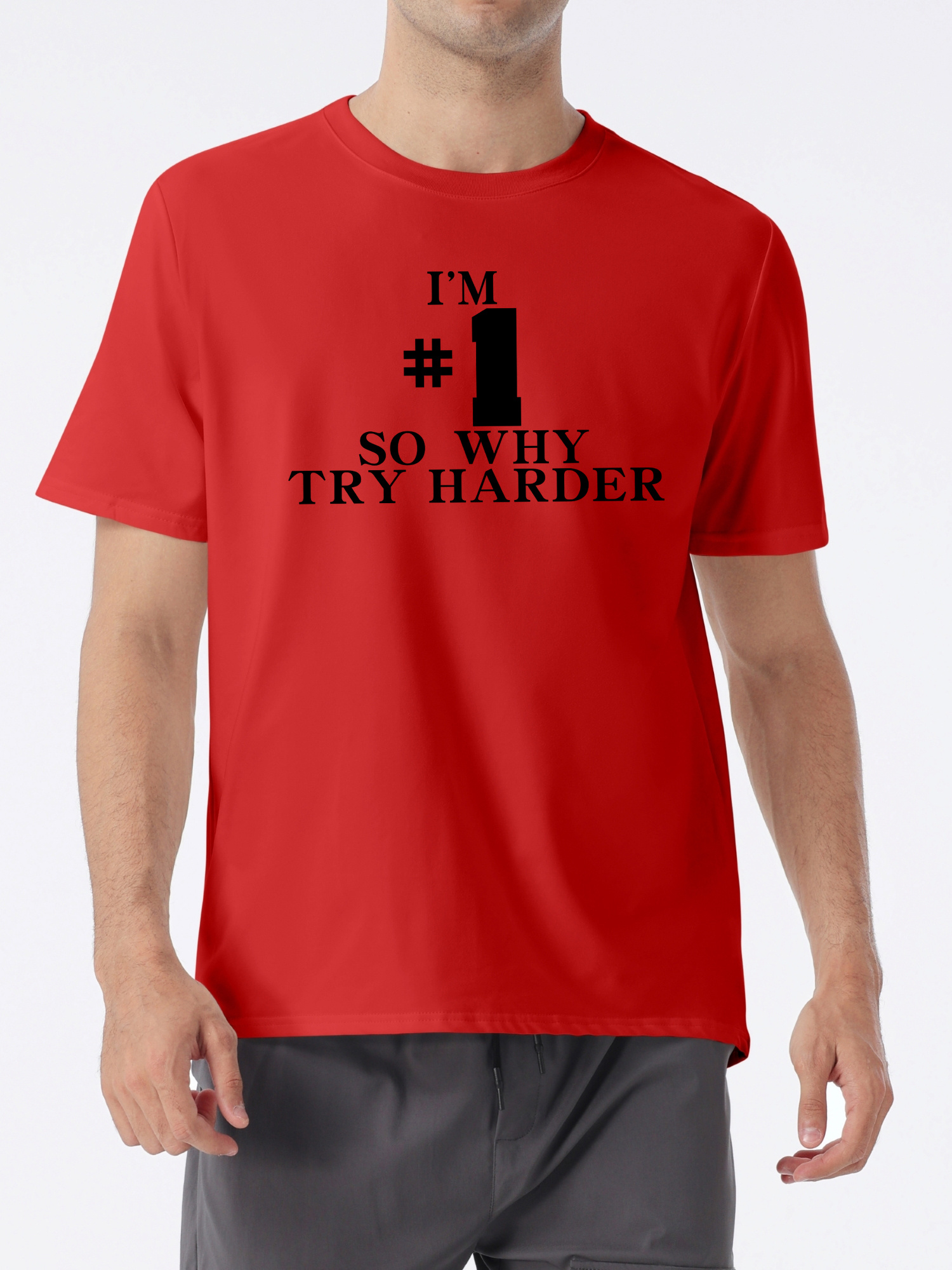 'm #1 Try Harder Print Men's Novel Graphic Design T shirt - Temu United ...