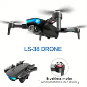 long endurance ls 38 foldable drone quadcopter uav drone with high definition dual camera professional aerial photography 360 obstacle avoidance 28 mins flight time eis camera brushless motors and stable flight christmas thanksgiving gifts perfect for beginners mens womens gifts details 0