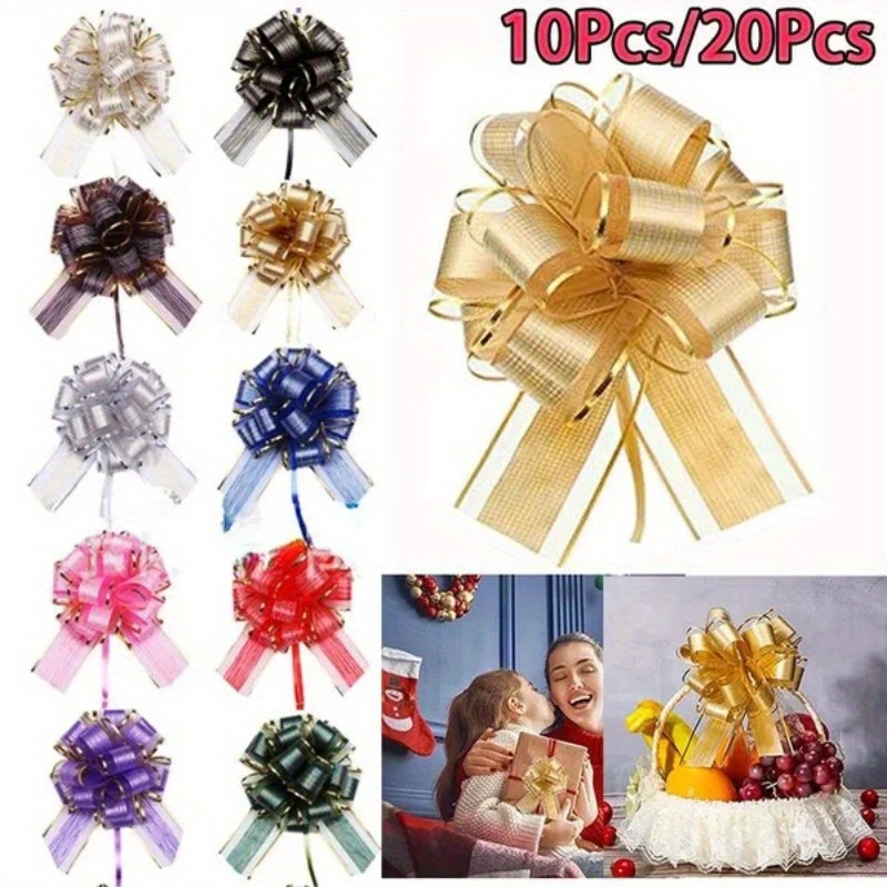 20pcs Pull Flower Ribbon Bows Gift Wrapping Bows and Ribbon Gift Wrap Ribbon  Pull Bows for Wedding Basket Birthday Valentine Day