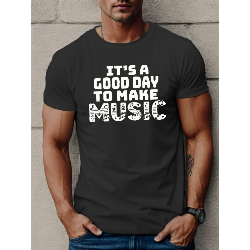 

To Make Music Print T Shirt, Tees For Men, Casual Short Sleeve T-shirt For Summer