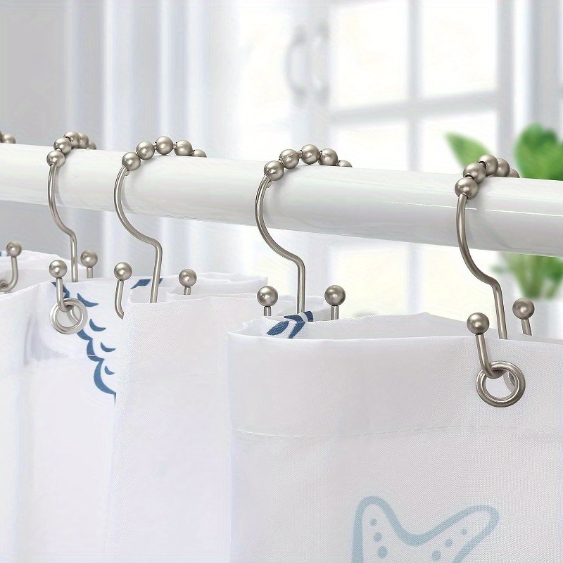Rust proof Stainless Steel Shower Curtain Hooks Double - Temu Canada