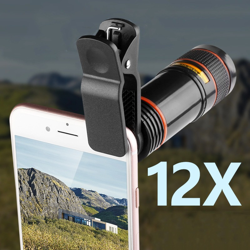 Mobile Phone Camera Lens 12X Zoom Telephoto Lens External Telescope With  Universal Clip for Smartphone