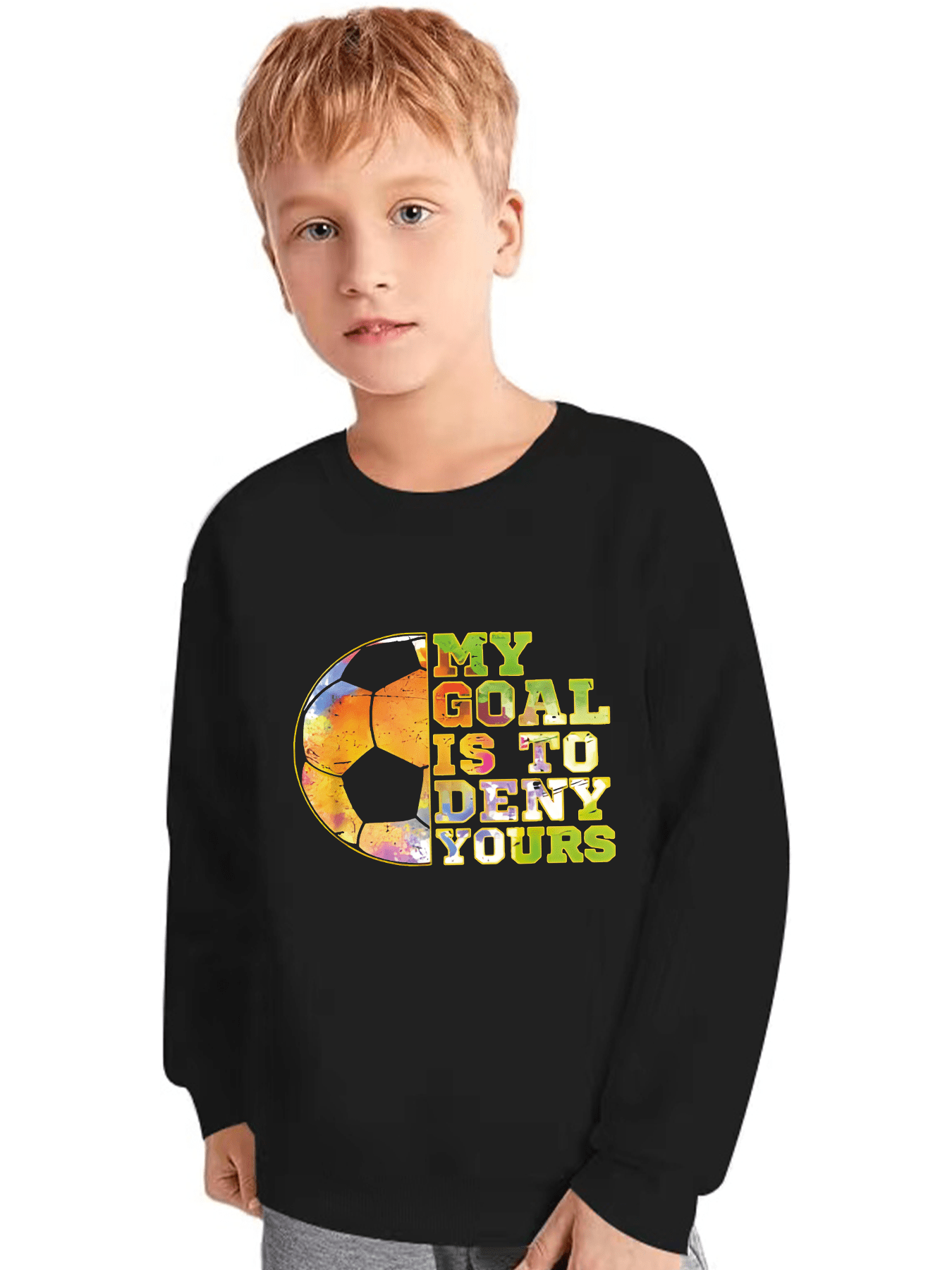 Football Graphic Print Boy's Long Sleeve Sweatshirts Comfy - Temu New ...