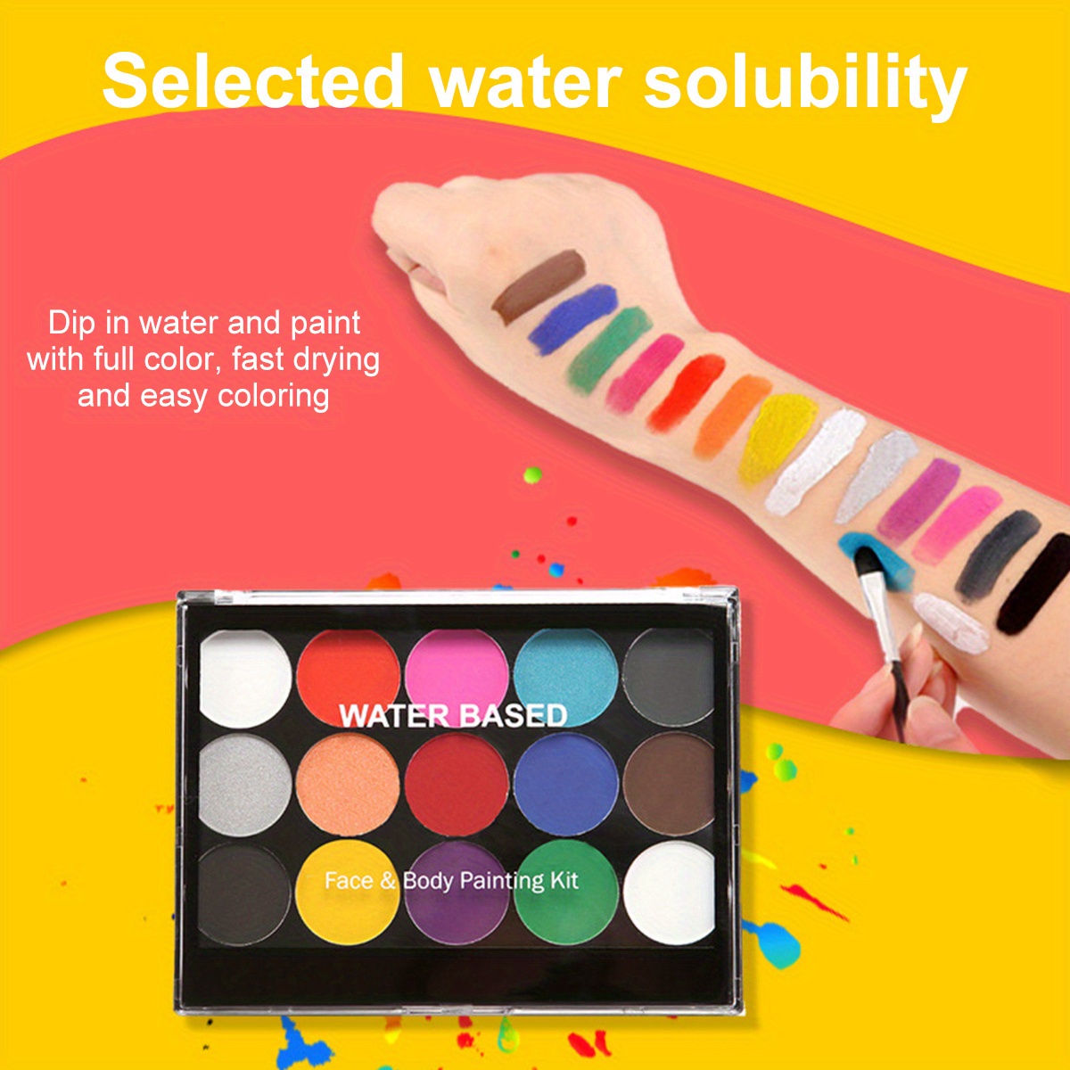 Face Painting Kit For Kids With Stancils, 15 Colors Water Activated Body  Paints Makeup Palette, Hypoallergenic Washable Safe & Non-toxic, Easy To  Pain