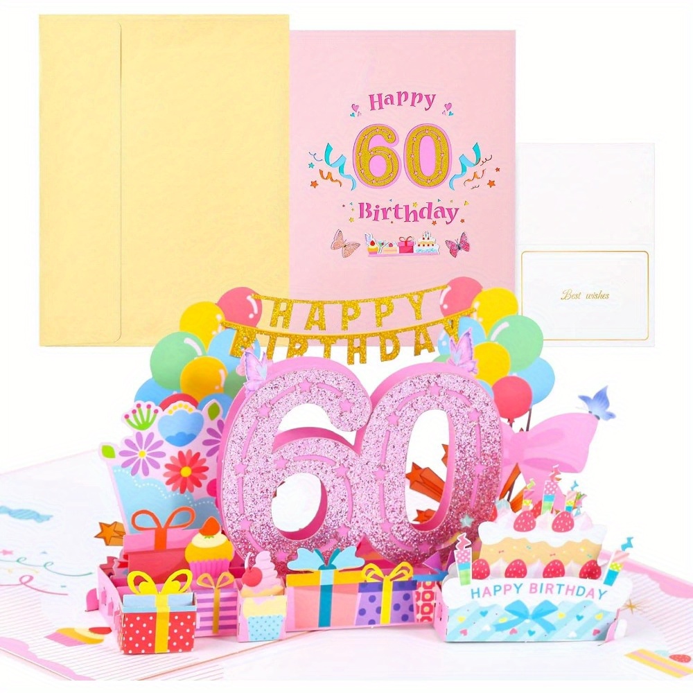 Biglietto Auguri Compleanno Pop-Up 3D: Sorpresa Con Busta, Design Multistrato, Per Donne Uomini Bambini, Ideale Per Scrivere Messaggi - 4