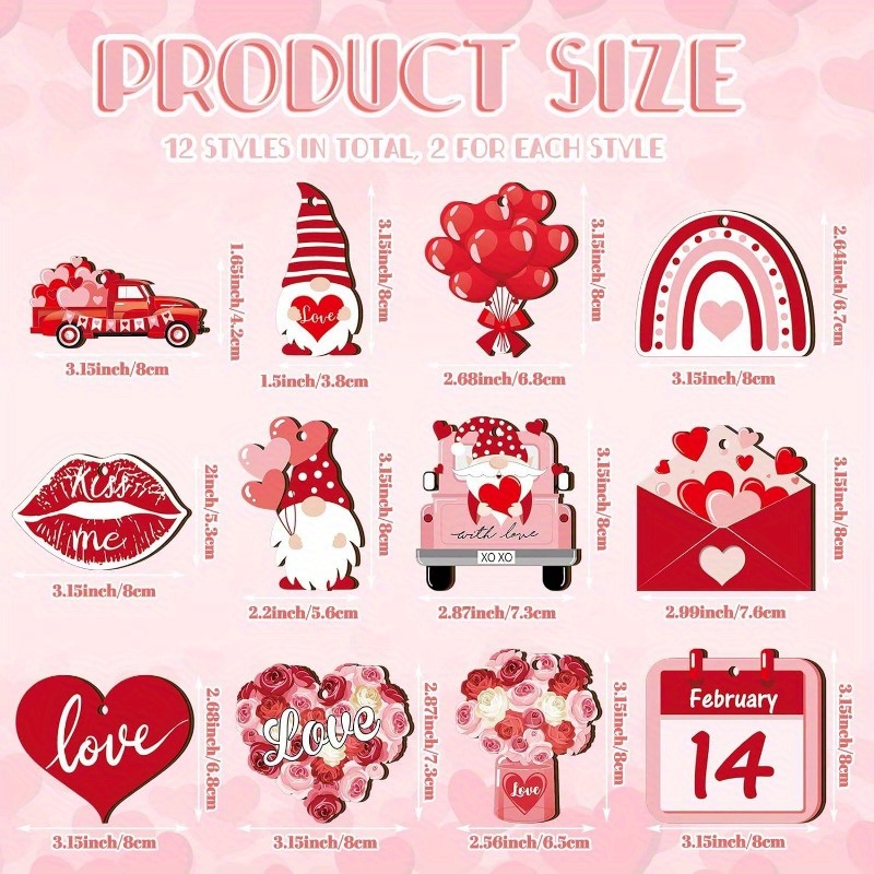 36pcs Décoration De La Saint Valentin Ornements En Bois De - Temu