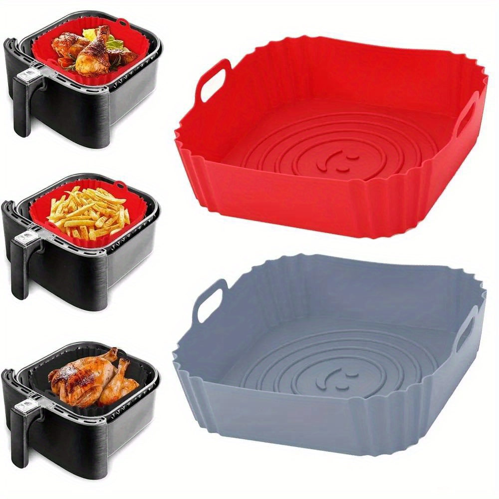 Comprar 2 uds freidora de aire cesta de silicona molde de silicona Airfryer  horno bandeja para hornear Pizza pollo frito cesta reutilizable Pan Liner  Accesorios