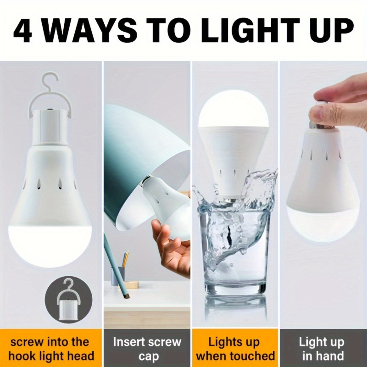 Rechargeable Emergency Led Light Bulb With Hook Stay Lights - Temu