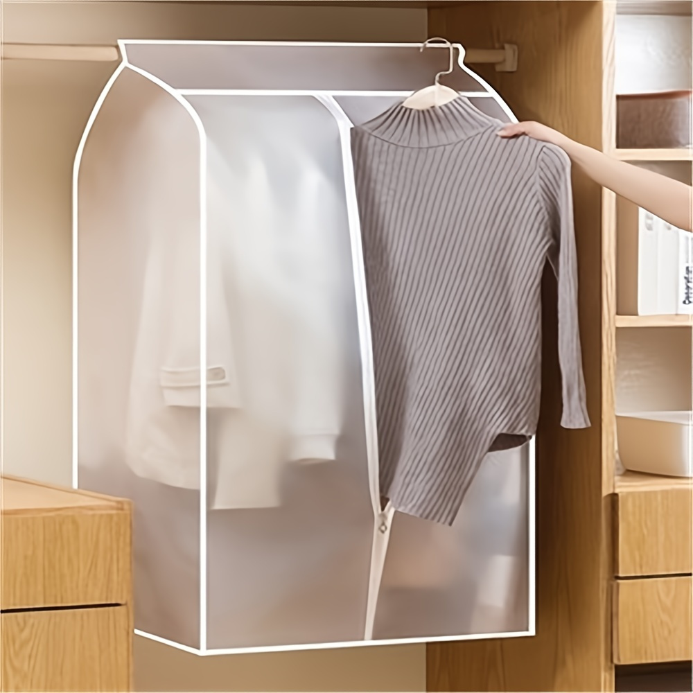 

1pc Suit Dust Cover Bags, Plastic Hanging Clothes Storage Bags For Shirt, Suit, Dress, Coat, Portable Dust Proof Garment Bags, Household Storage Organizer For Bedroom, Closet, Wardrobe, Home, Dorm