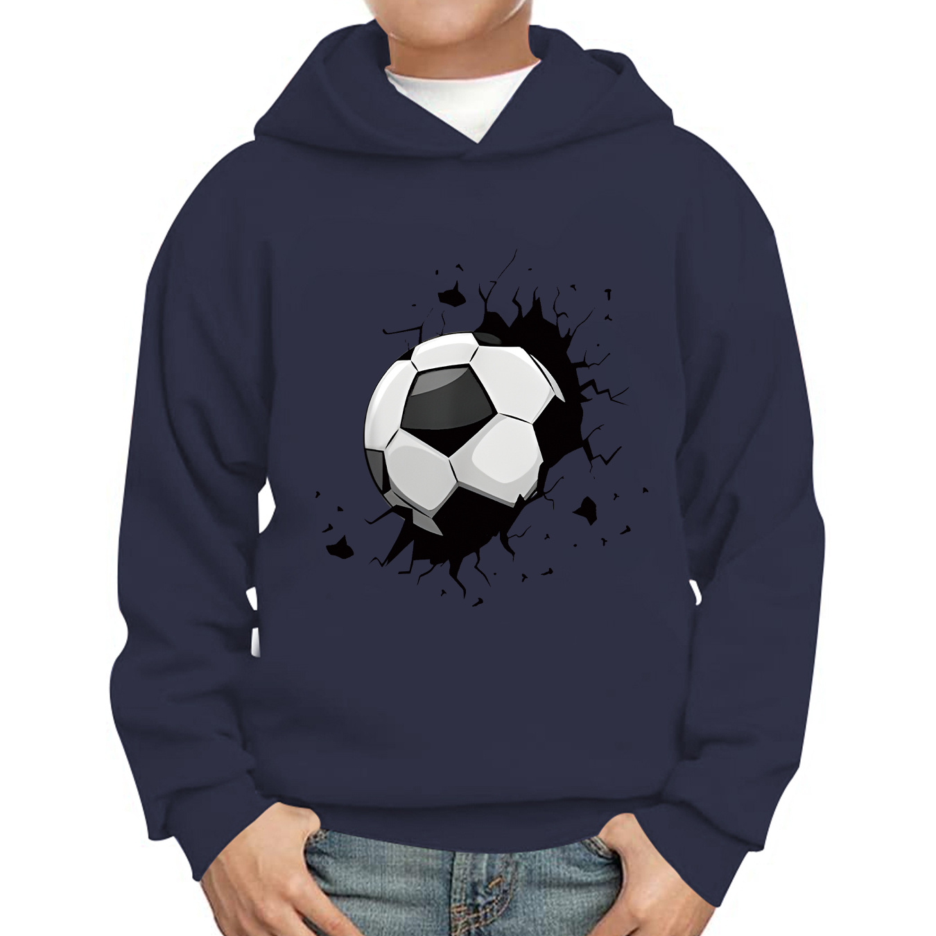 

Sweats À Capuche Imprimés Football Pour Garçons – Design Graphique Décontracté Avec Tissu Extensible Pour Des Vêtements Confortables D'automne/hiver