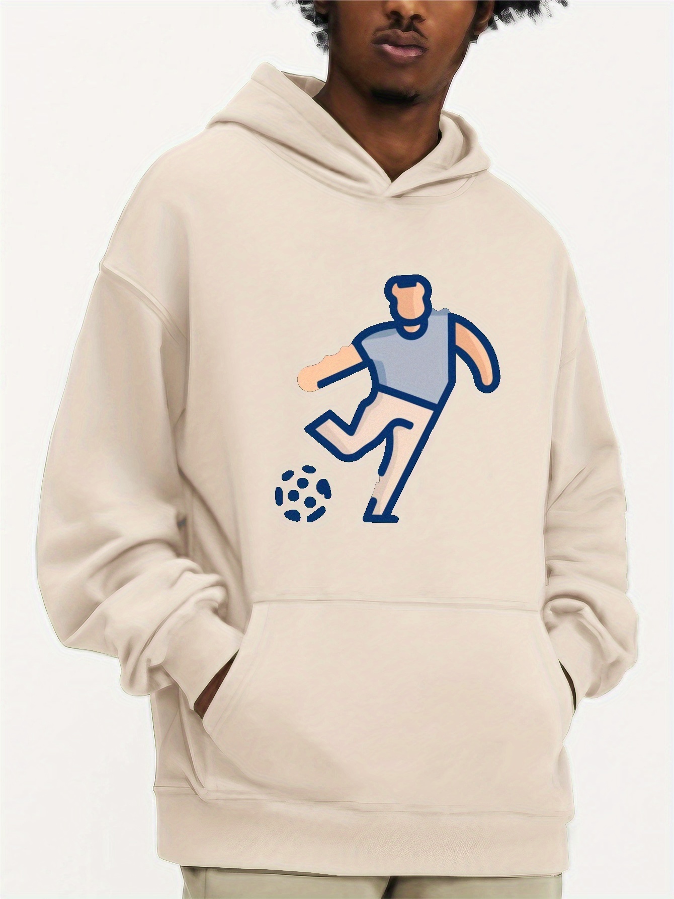 Football Kicking Print Sweatshirt Creative Graphic Design - Temu