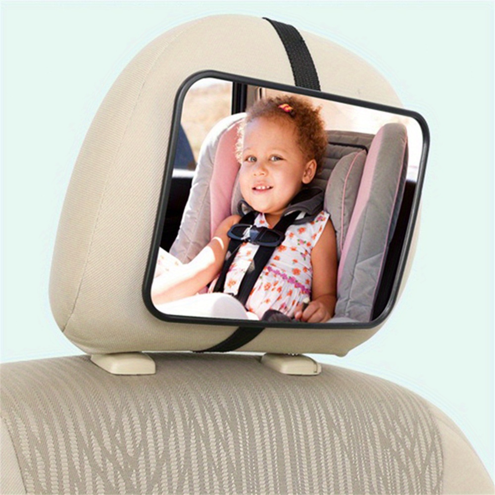 Espejo de coche para bebé, luz LED ajustable, asiento trasero inastillable,  vista trasera, reposacabezas, montaje de espejos de gran ángulo