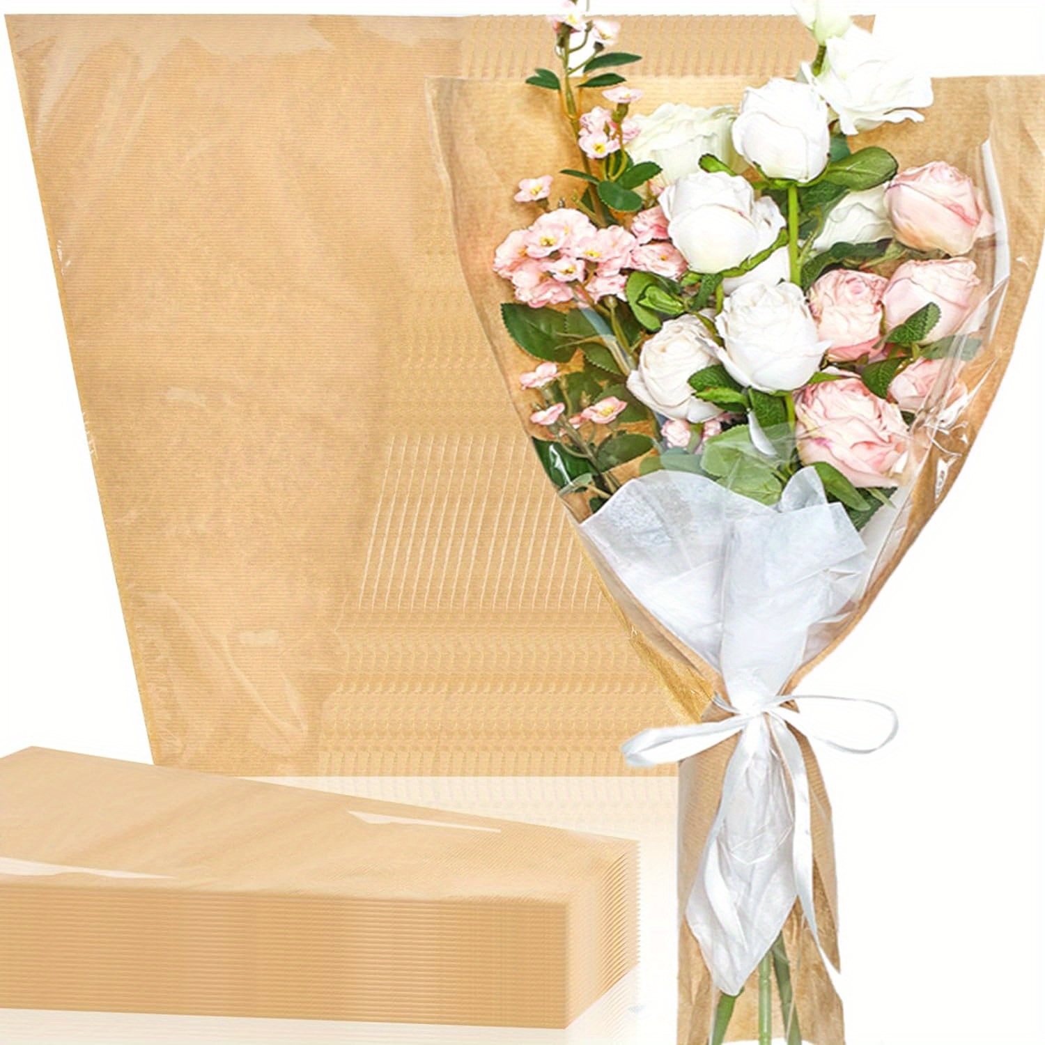 Transparent Waterproof Plastic Flower Bouquet Bag, Single Rose Sleeve  Bouquet Bags, 50Pcs
