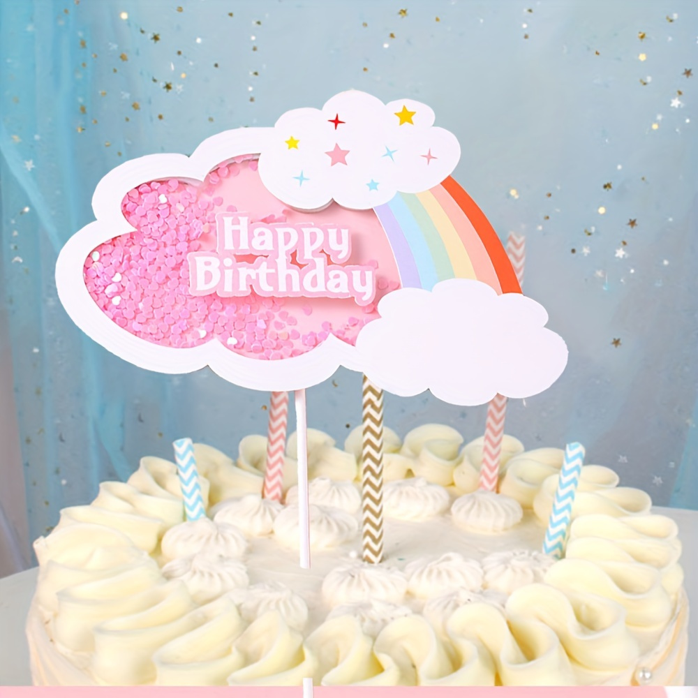 Rainbow Cake Toppers Pastel Rainbow Clay Cupcake Topper With - Temu