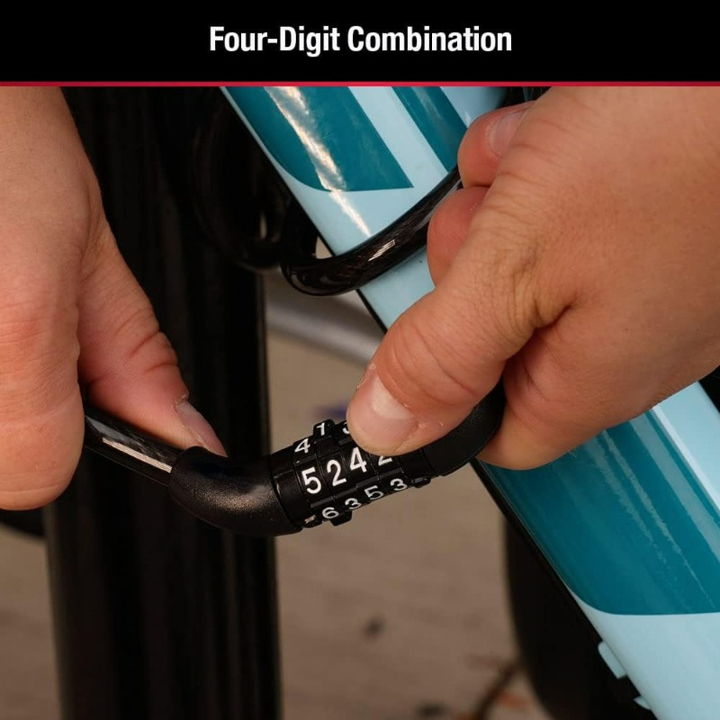 Master Lock - Cable con candado para bicicleta, con combinación, para  equipo al aire libre, color negro